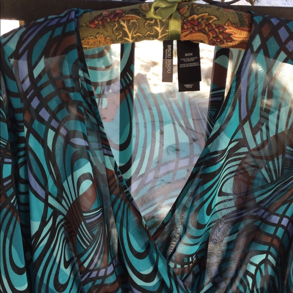 Bisou Bisou teal chiffon blouse,HP - Picture 2 of 9